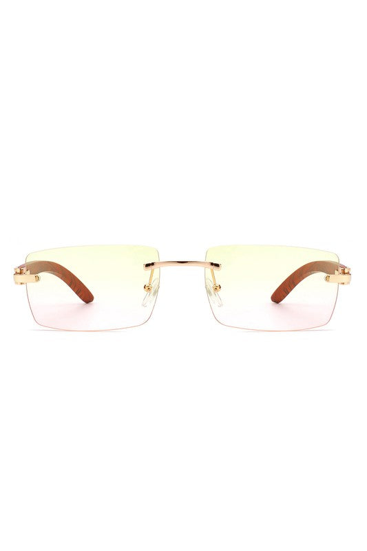 Rectangle Rimless Retro Tinted Sunglasses