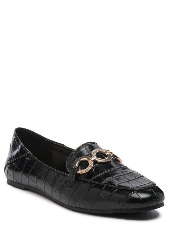 LONDON RAG CROC TEXTURED METAL SHOW DETAIL LOAFERS