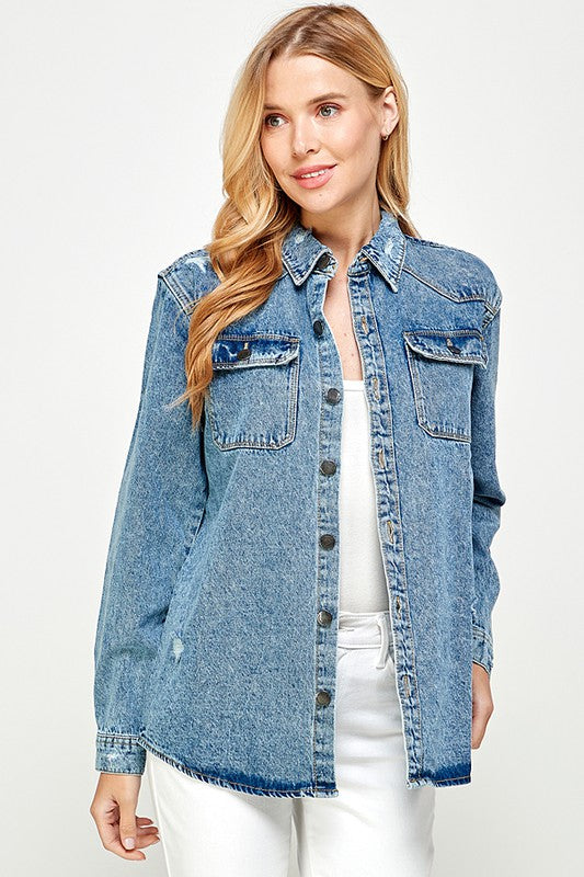 Women's Distressed Denim Shirts