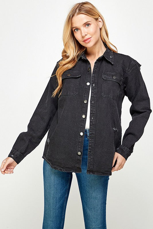 Women's Distressed Denim Shirts