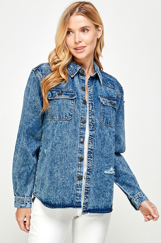 Women's Distressed Denim Shirts