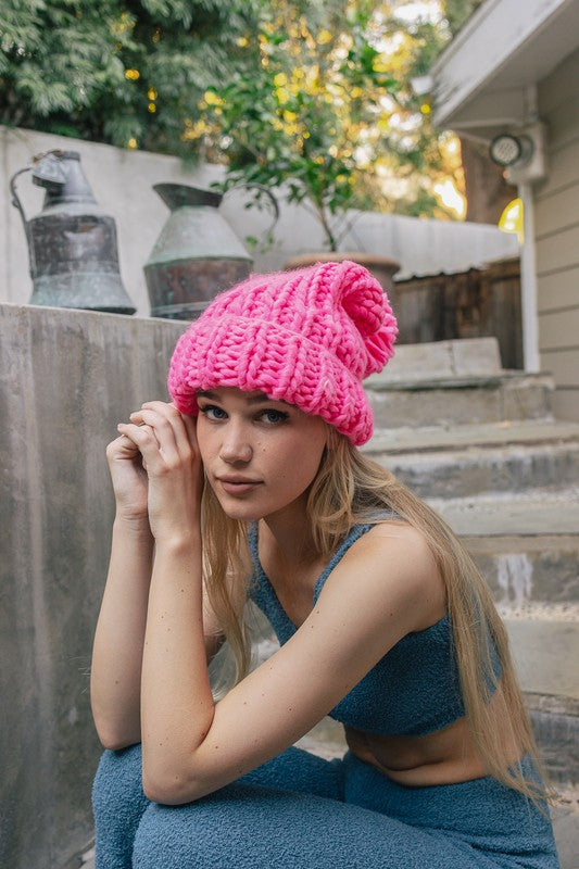 Soft Chunky Cable Knit Beanie