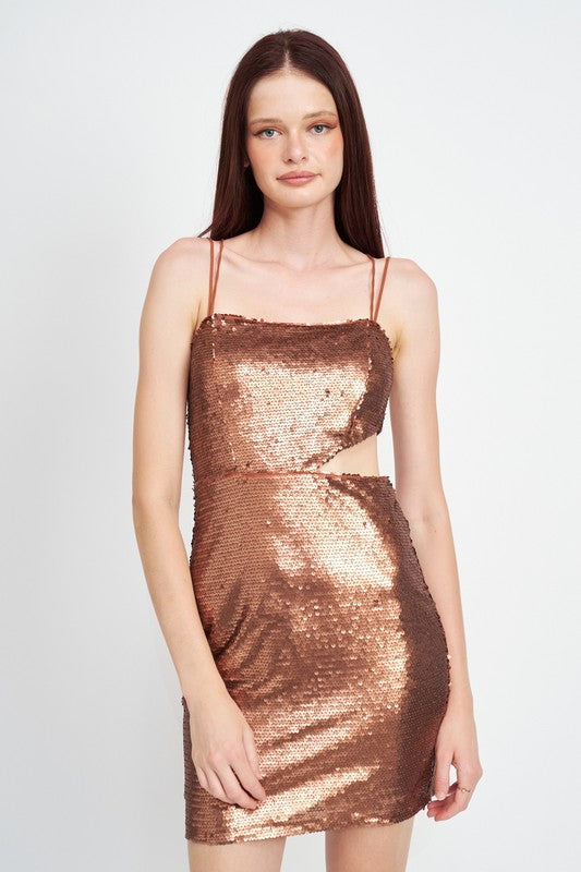 SEQUIN MINI DRESS WITH CUT OUT