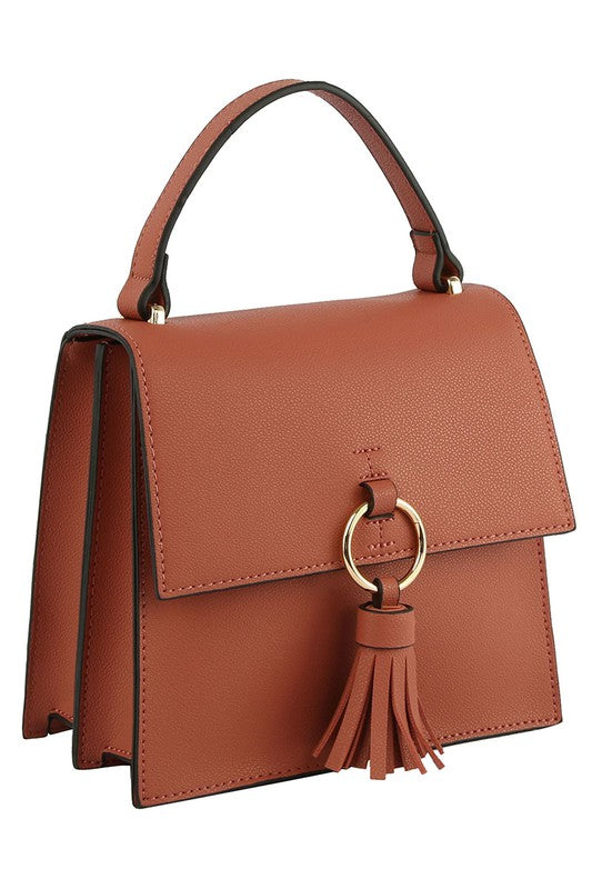 Fashion Ring Tassel Flap Crossbody Satchel