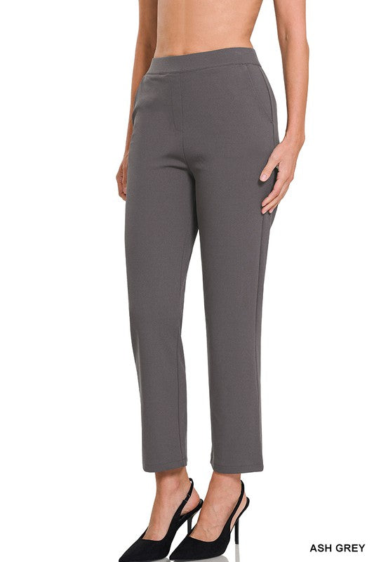 STRETCH PULL-ON SCUBA CREPE DRESS PANTS