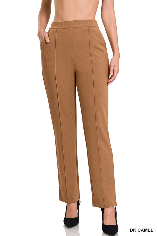 STRETCH PULL-ON SCUBA CREPE DRESS PANTS