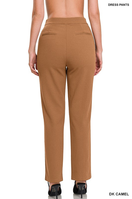 STRETCH PULL-ON SCUBA CREPE DRESS PANTS