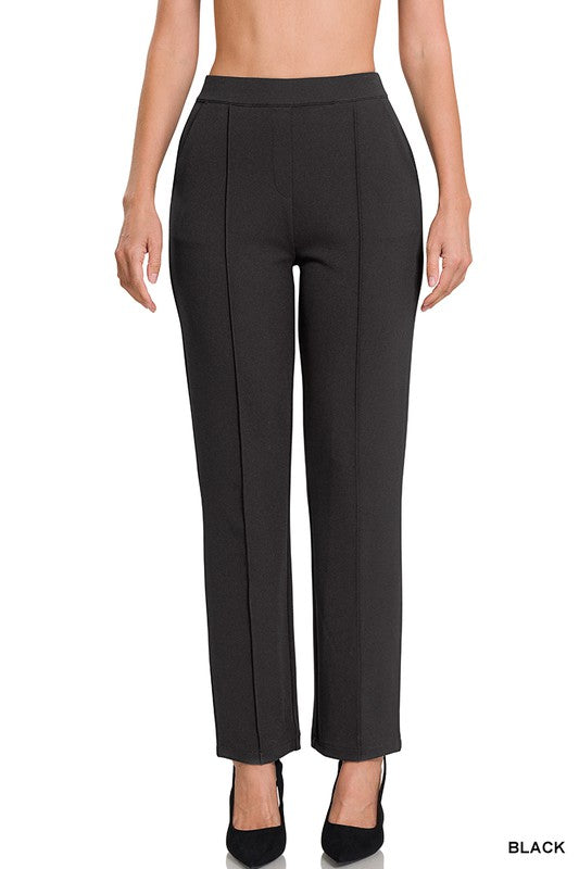 STRETCH PULL-ON SCUBA CREPE DRESS PANTS