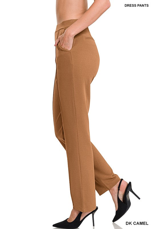 STRETCH PULL-ON SCUBA CREPE DRESS PANTS