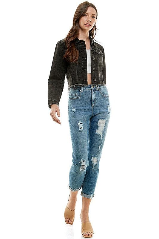 Destructed Cuffed Boyfriend Jean