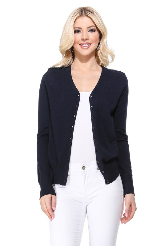 Women's V-Neck Button Down Knit Cardigan Sweater