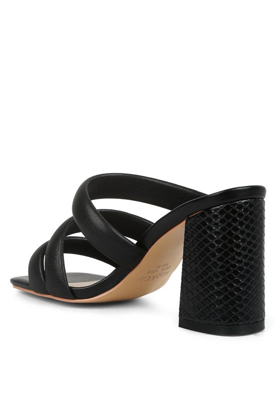 Kywe Textured Heel Chunky Strap Sandals