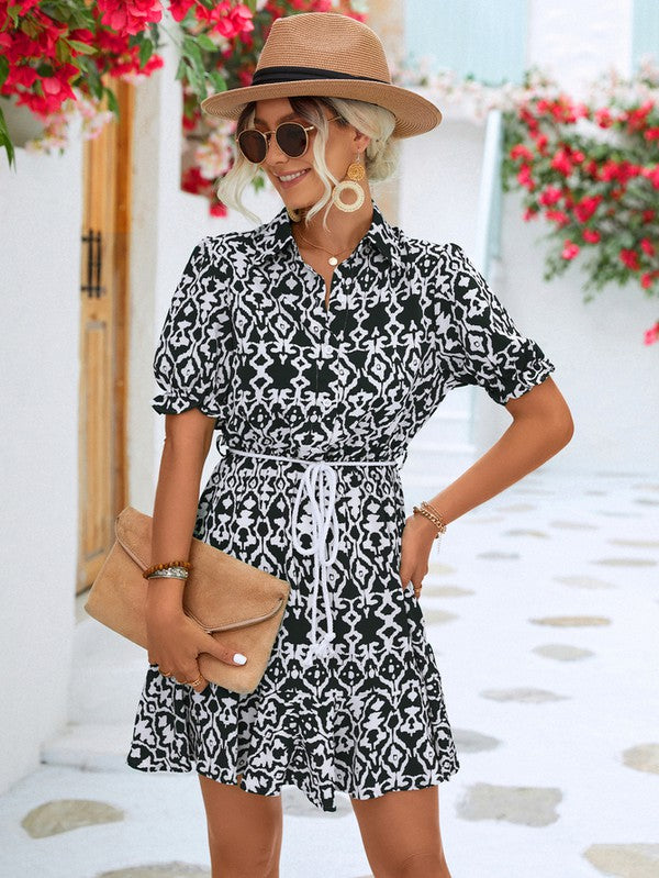 Women Print Button Down Jumpsuit