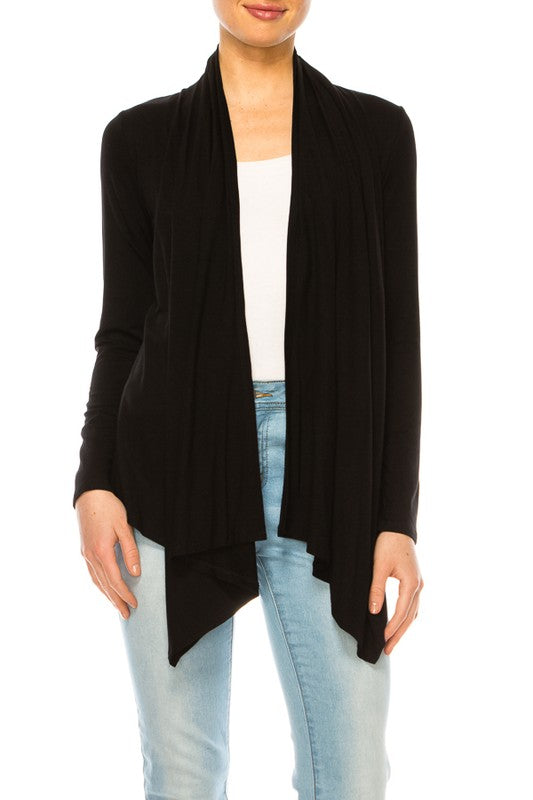 Solid, waist length cardigan in a relax fit