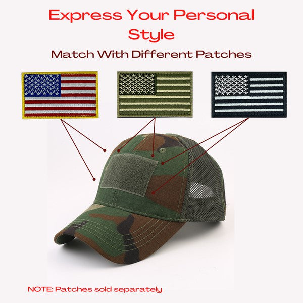 Tactical Military Patch Hat w Adjustable Strap