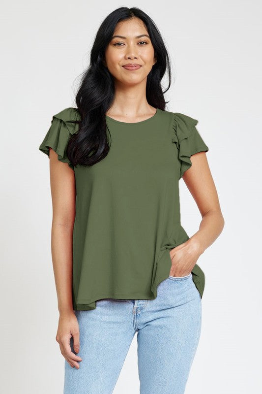 Spring Double Ruffle Sleeve Top