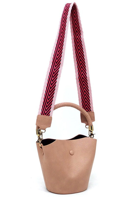 Fashion Bucket Crossbody Bag with Guitar Strap