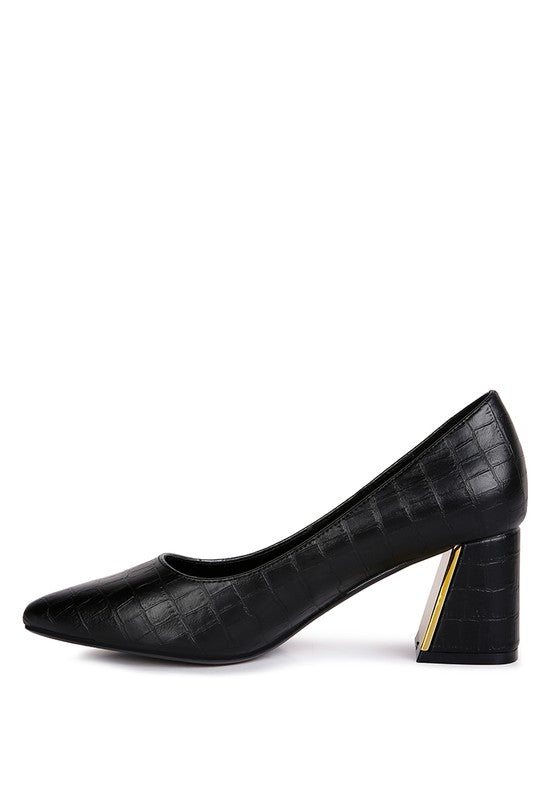 Emersyn Croc Block Heel Pump Shoes