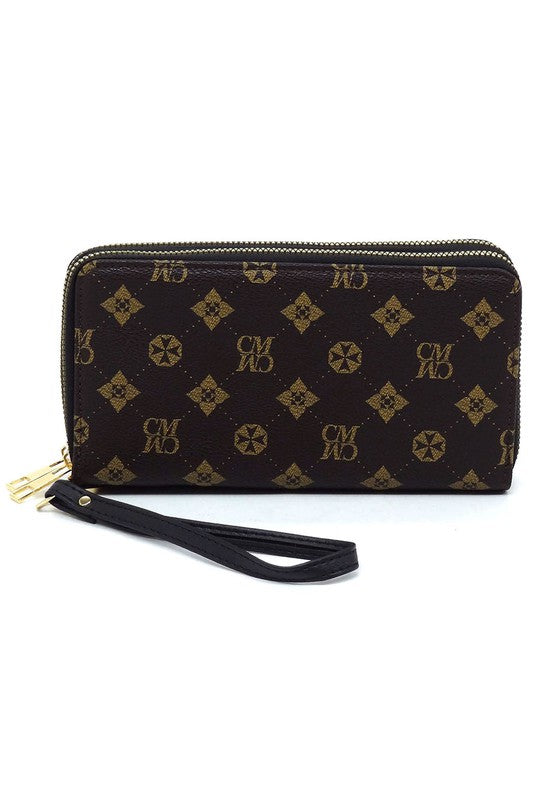 CM Monogram Zip Around Clutch Wallet Wristlet