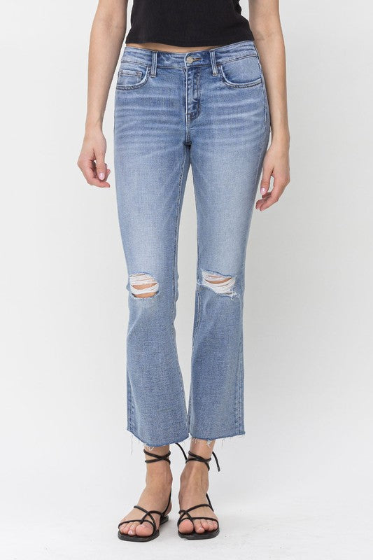 Mid Rise Kick Flare Jeans