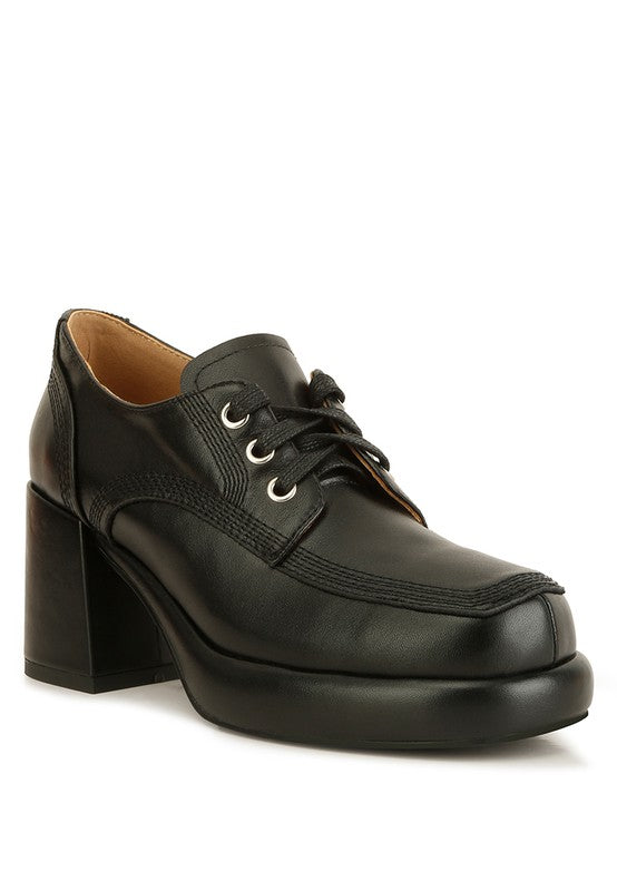 Zaila Leather Block Heel Oxfords