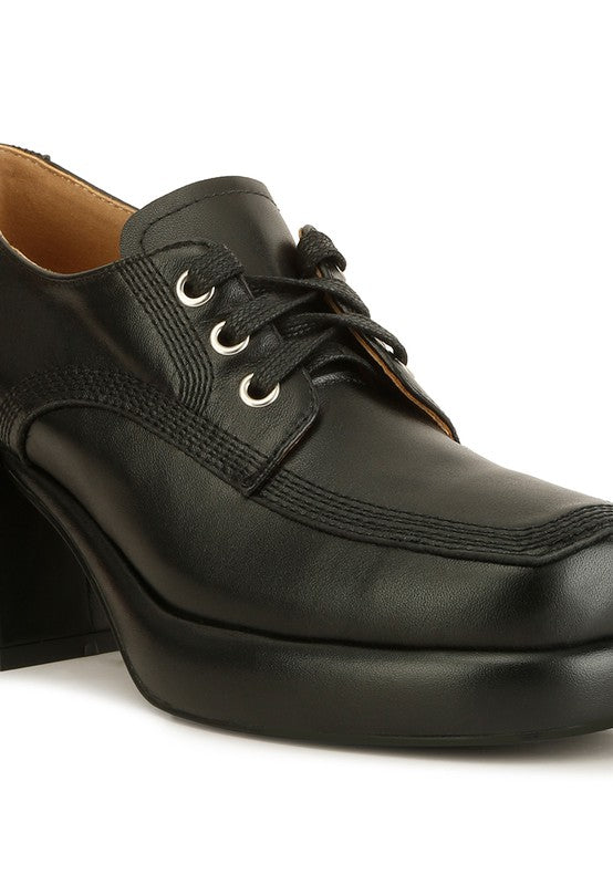 Zaila Leather Block Heel Oxfords