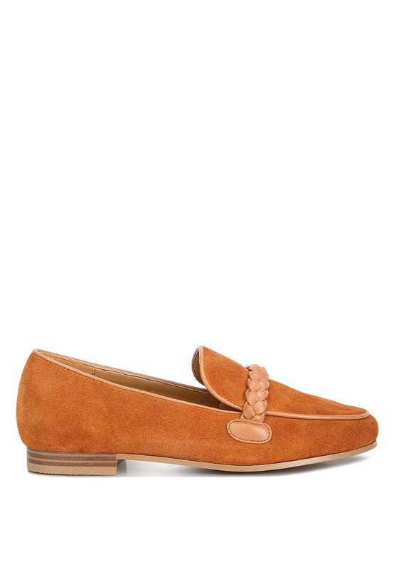 Echo Suede Leather Braided Detail Loafers