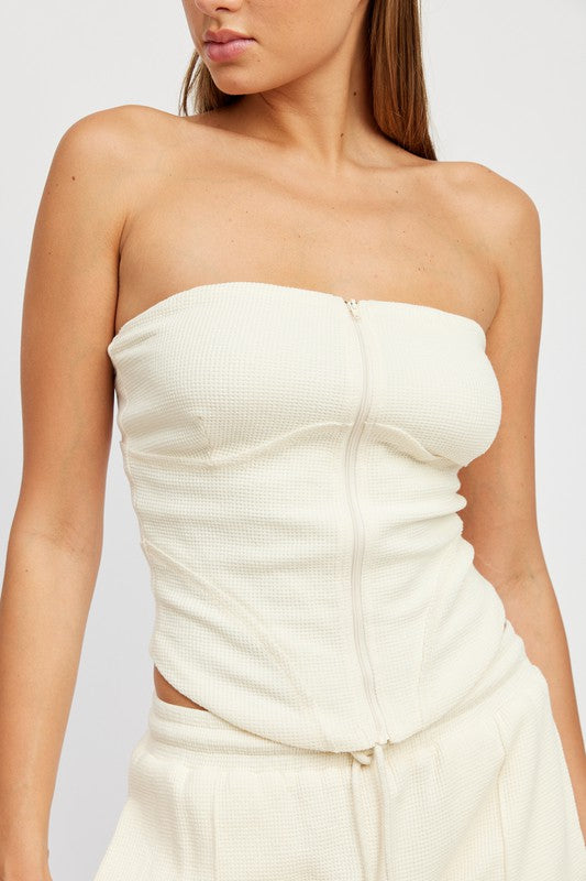 ZIP UP TUBE TOP