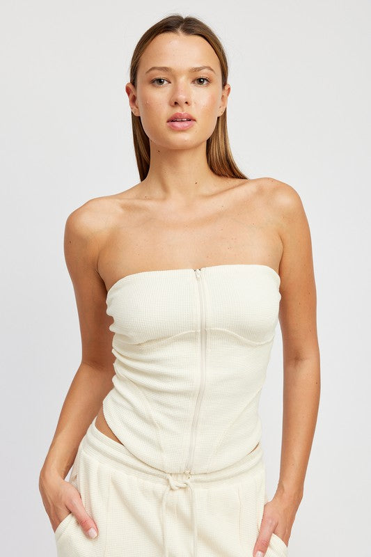 ZIP UP TUBE TOP