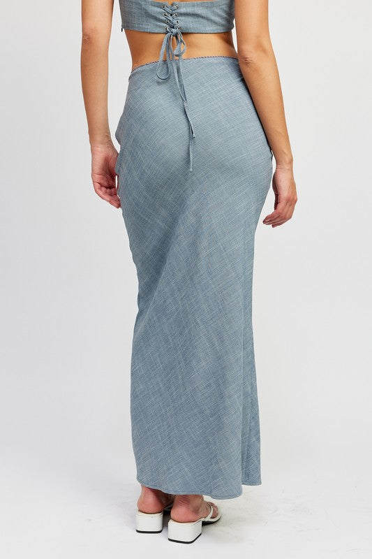 HIGH WAIST BIAS MAXI SKIRT