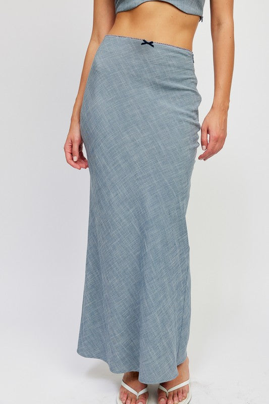 HIGH WAIST BIAS MAXI SKIRT