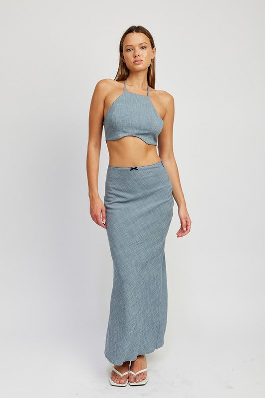 HIGH WAIST BIAS MAXI SKIRT