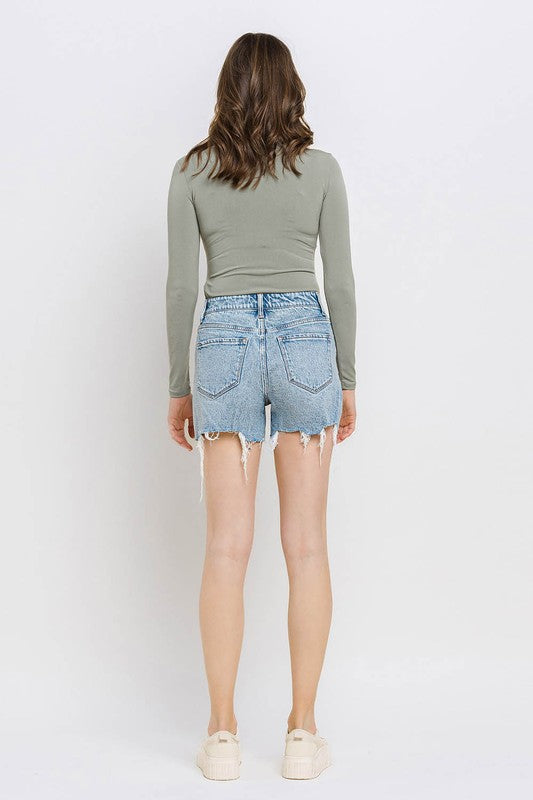 High Rise Raw Hem Shorts