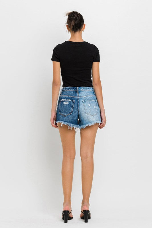 Super High Rise Two Tone Denim Shorts