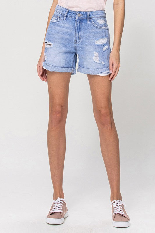 Distressed Boyfriend Shorts W/Cuffs