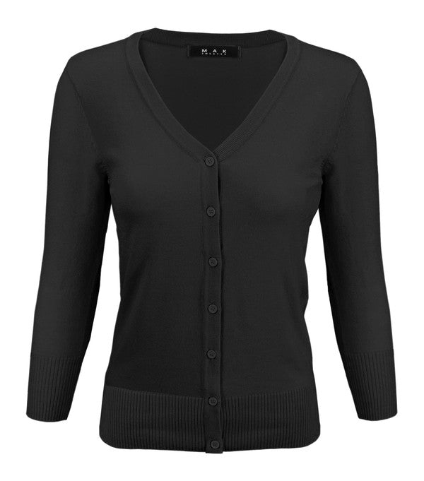 Crewneck Button Down Knit Plus Size  Cardigans