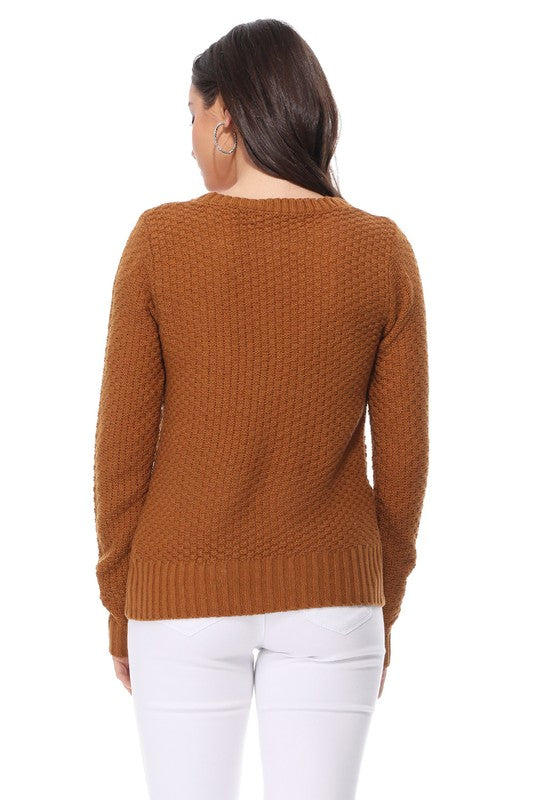 Cute Cable  Long Sleeve Sweater Knit Pullover