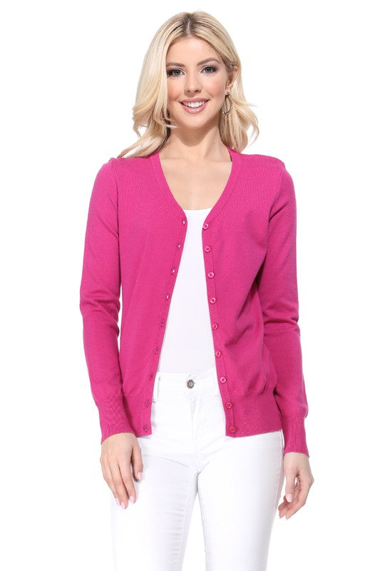 Women's V-Neck Button Down Knit Cardigan Sweater