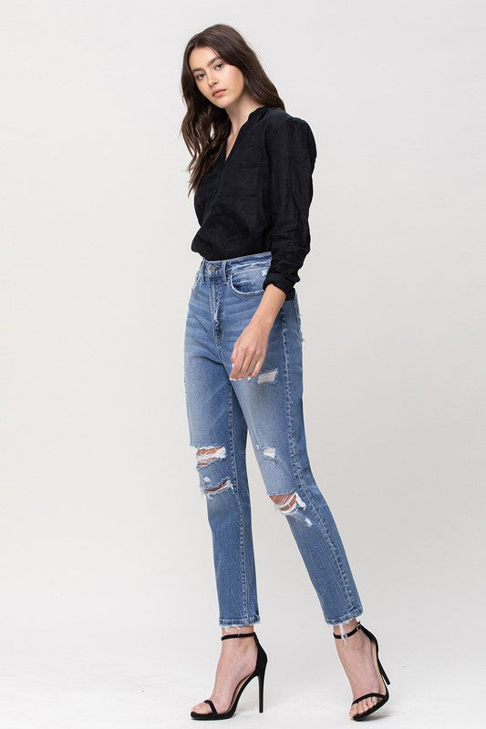 SUPER HIGH RISE STRETCH MOM JEANS