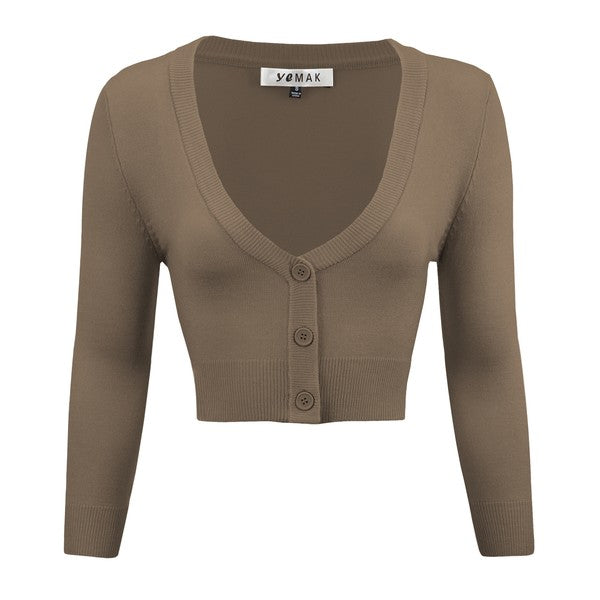 Women's Cropped Bolero 3/4 Sleeve Cardigan