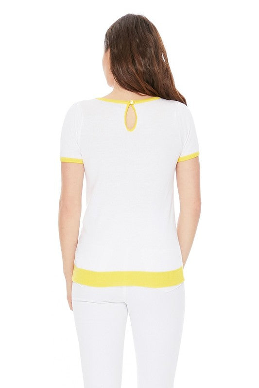 Lemon Jacquard Casual Summer Sweater Top