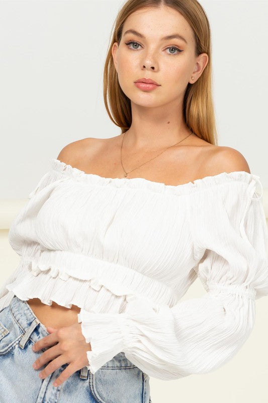 DIPPED IN SUGAR FLOUNCE HEM BLOUSE