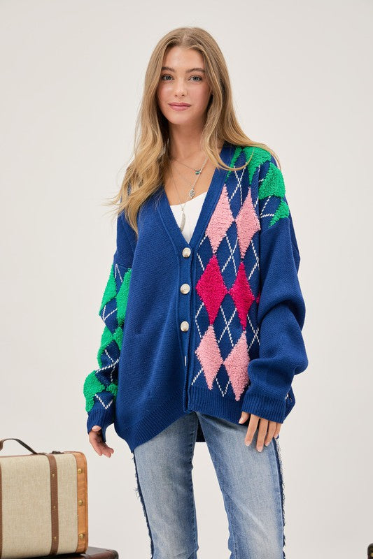 Plus V Neck Button Front Cardigan