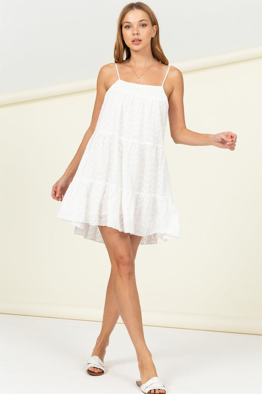 EYELET TIERED CAMI DRESS