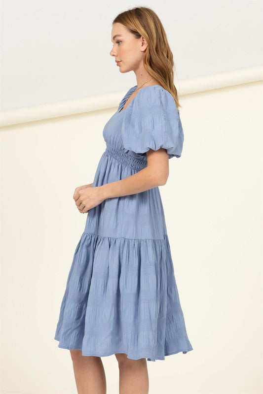 FIND ME AGAIN TIERED MIDI DRESS