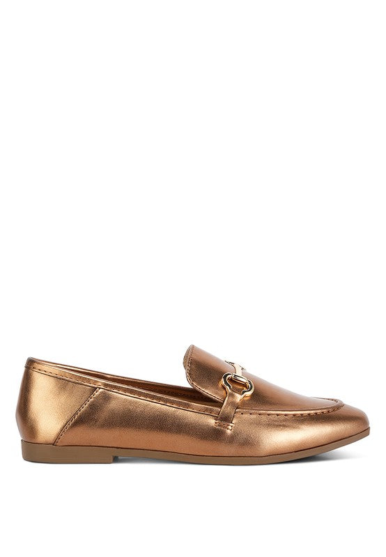 Ichiro Metallic Faux Leather Horsebit Loafers