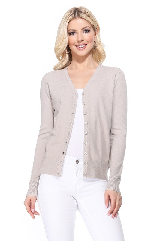 Women's V-Neck Button Down Knit Cardigan Sweater