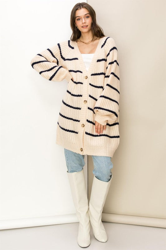 Made for Style Oversized Striped Sweater Cardigan