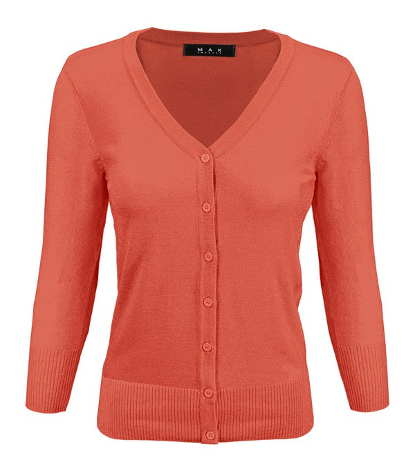 Crewneck Button Down Knit Plus Size  Cardigans