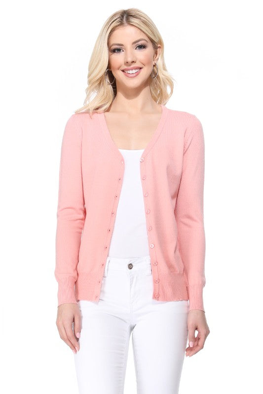 Women's V-Neck Button Down Knit Cardigan Sweater